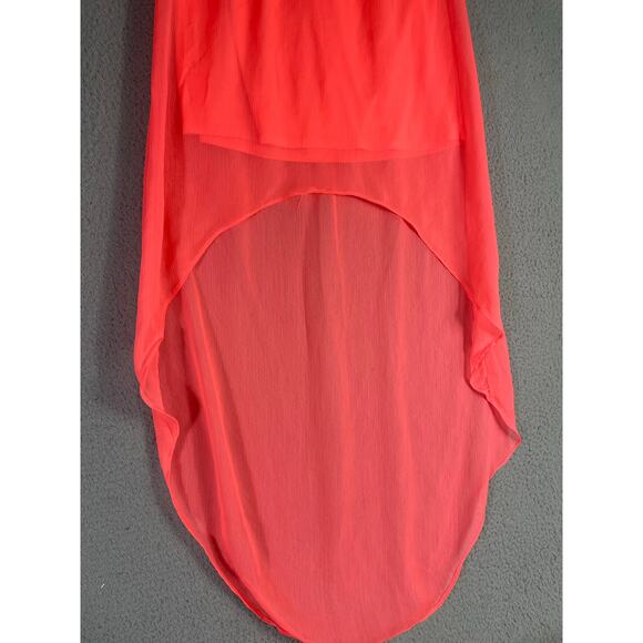 Express Coral High Low Sheer Skirt Small Chiffon Elastic Waist Midi Lightweight - Picture 5 of 10